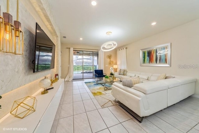 view of tiled living room