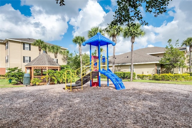 view of jungle gym featuring a gazebo