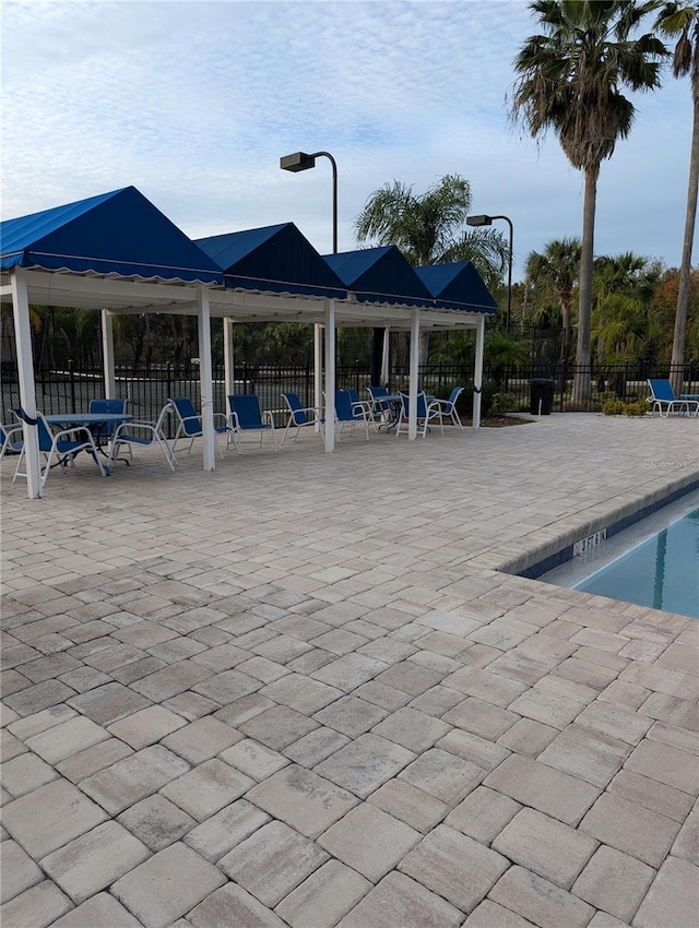 view of swimming pool with a patio