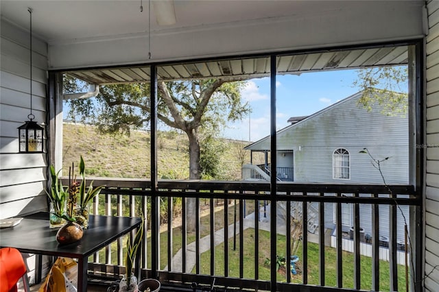 view of unfurnished sunroom