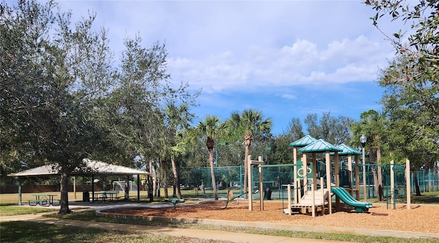 view of playground featuring a gazebo