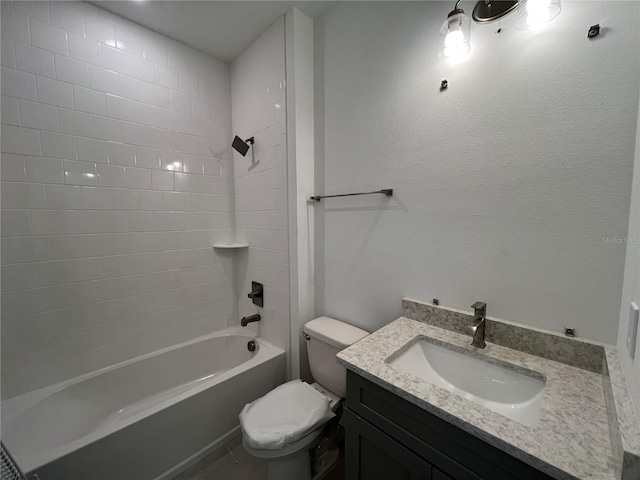 full bathroom featuring vanity, toilet, and tub / shower combination