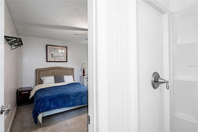 bedroom with carpet floors and ceiling fan