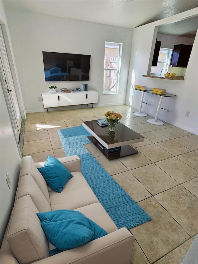 view of tiled living room