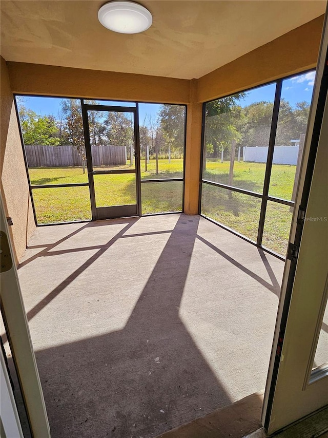 view of unfurnished sunroom