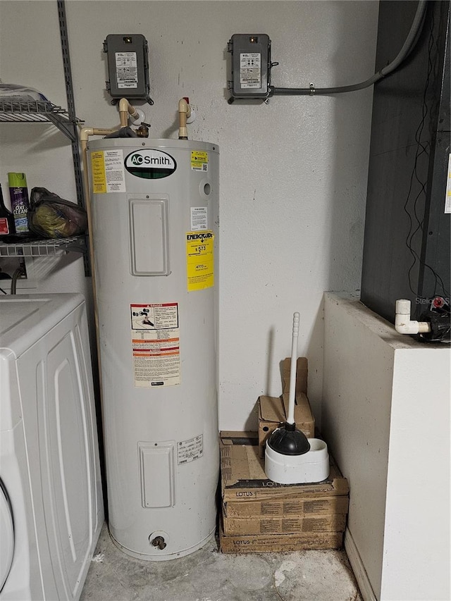 utilities featuring washer / dryer and water heater