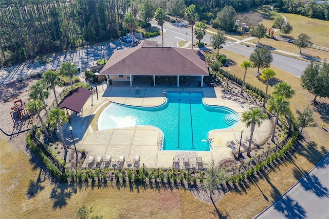 view of pool featuring a patio area