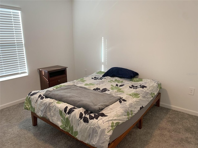 bedroom with multiple windows and carpet flooring