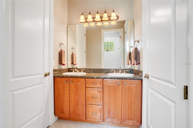 bathroom featuring tile patterned flooring and vanity