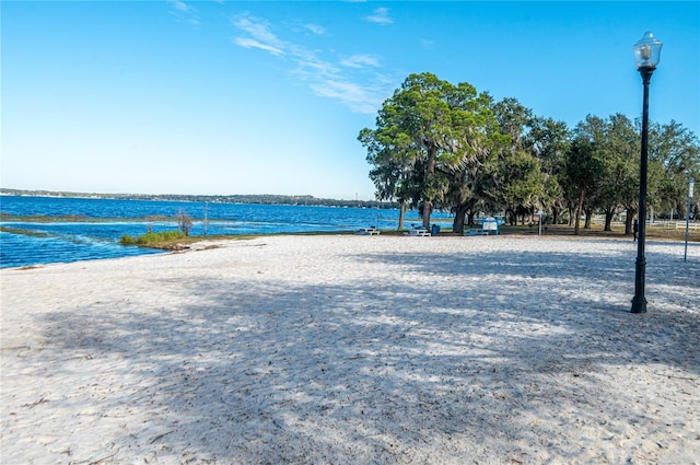 view of water feature featuring a view of the beach