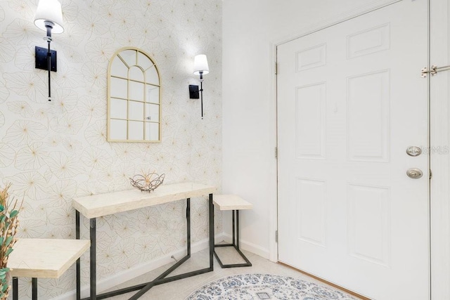 interior space featuring light tile patterned flooring