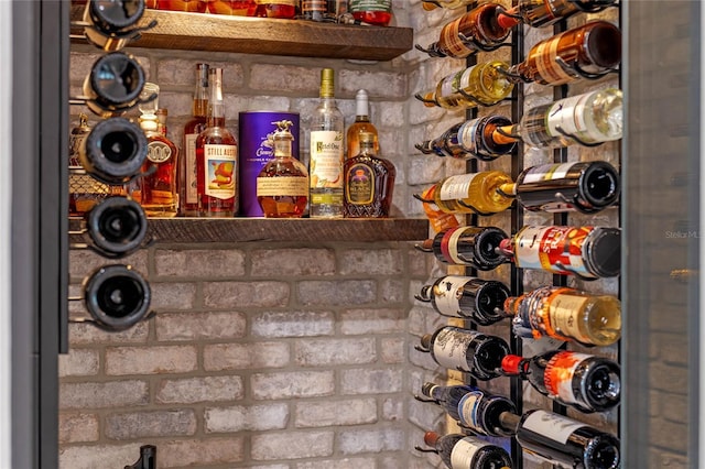 wine cellar with brick wall