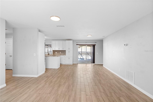 unfurnished living room featuring light hardwood / wood-style flooring