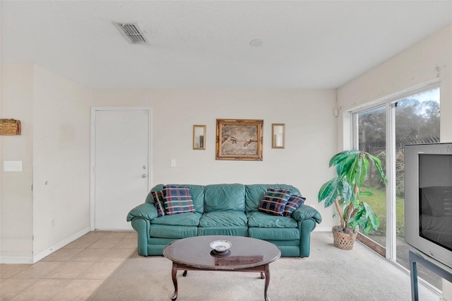 view of tiled living room