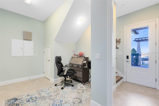 tiled office space with electric panel