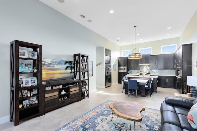 view of tiled living room