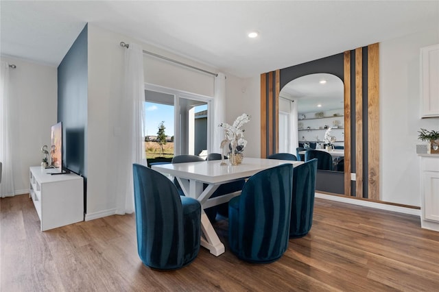 dining area with light wood-type flooring