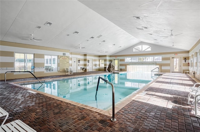 view of swimming pool with ceiling fan