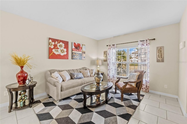 view of tiled living room