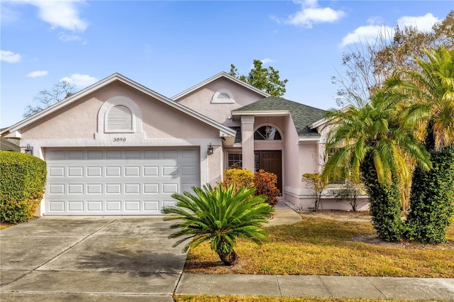 single story home with a garage