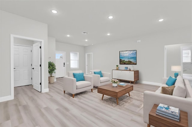 living room featuring light hardwood / wood-style flooring