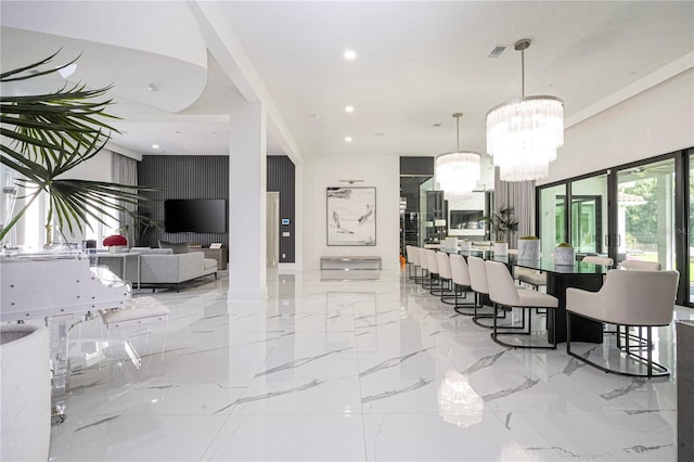 dining area with a chandelier