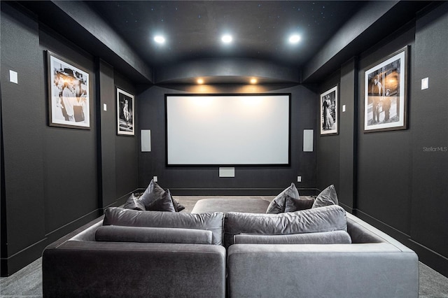 view of carpeted home theater