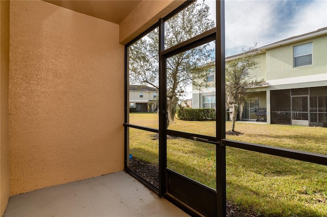 view of unfurnished sunroom