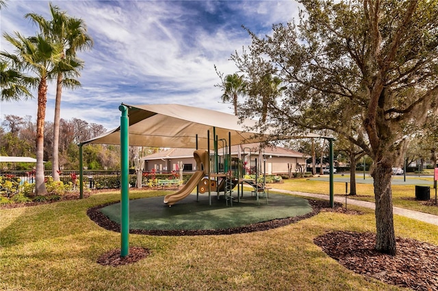 view of play area with a lawn