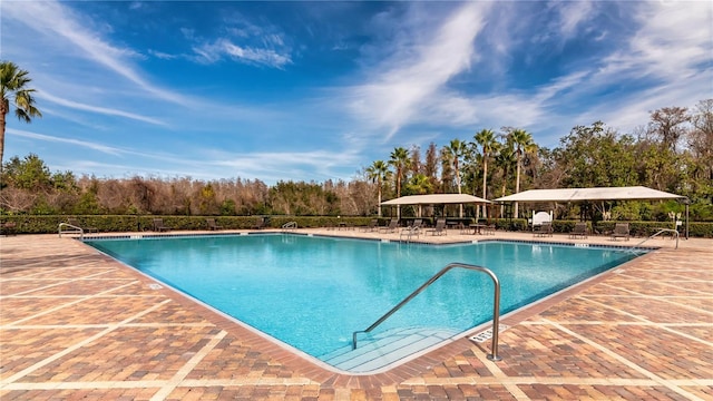 view of pool featuring a patio