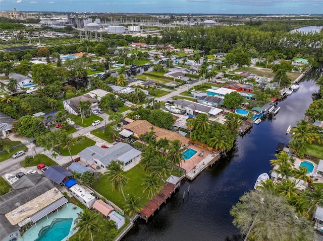 bird's eye view featuring a water view