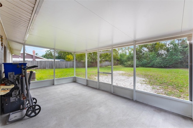 view of unfurnished sunroom