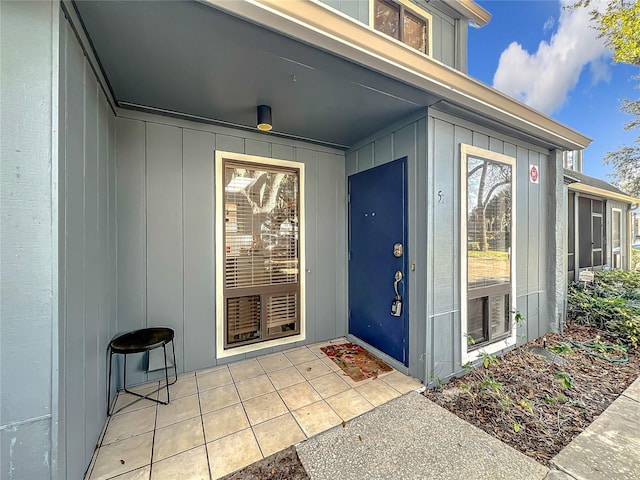 property entrance with a patio