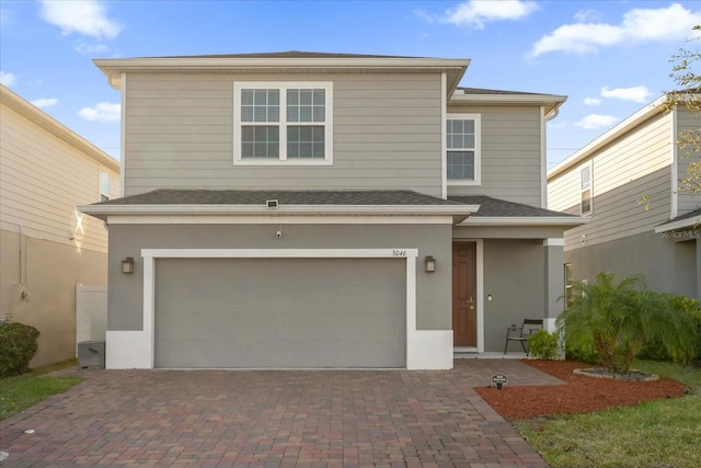 view of property featuring a garage