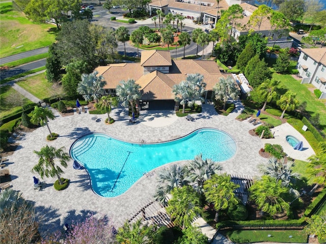 pool with a patio