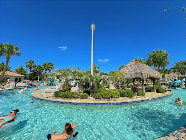 community pool featuring a gazebo