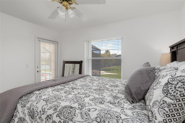 bedroom featuring ceiling fan