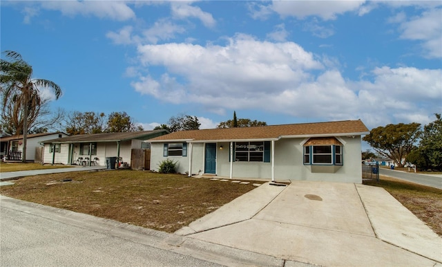 single story home with stucco siding