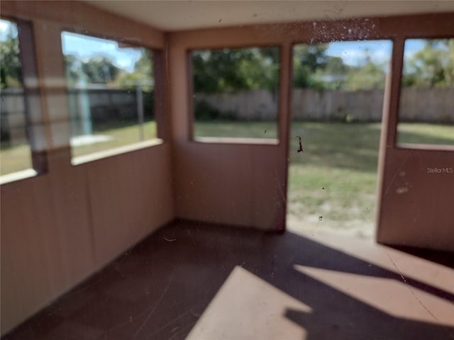 view of unfurnished sunroom