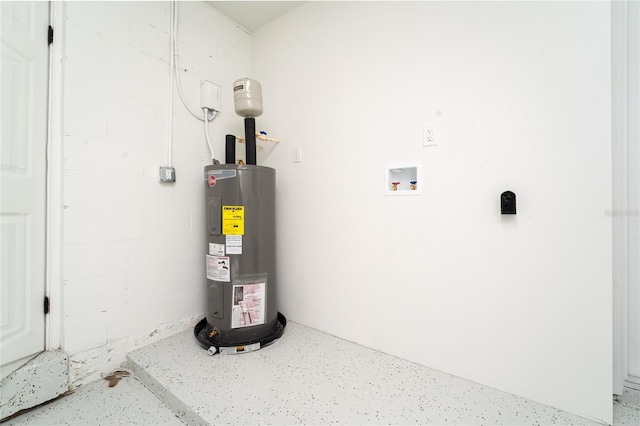 utility room with electric water heater