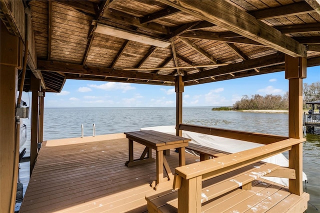 view of dock featuring a water view