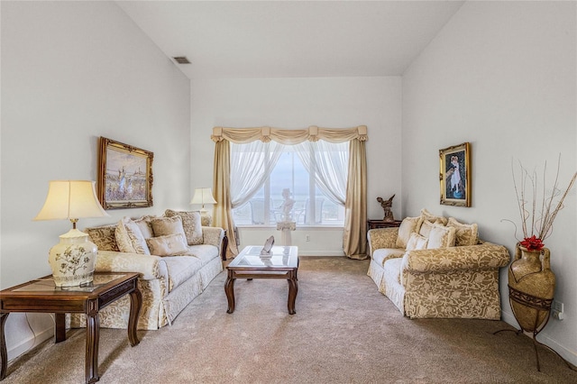 living room featuring carpet flooring