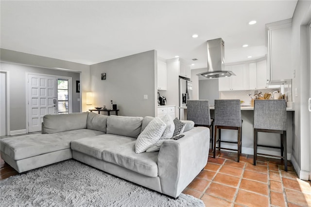 view of tiled living room