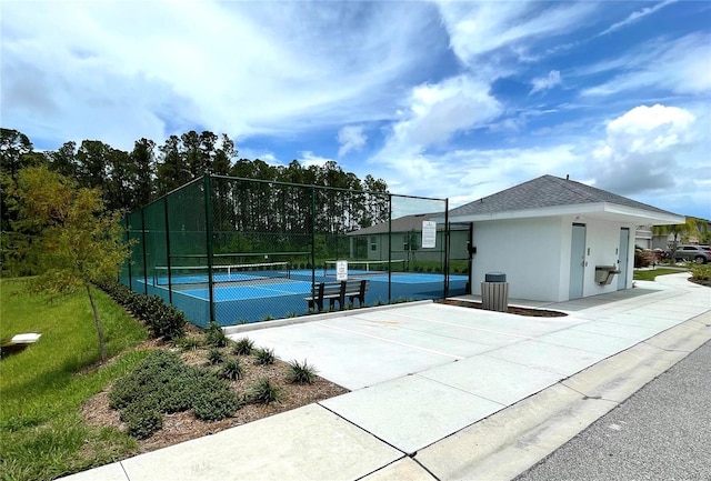 view of basketball court with tennis court