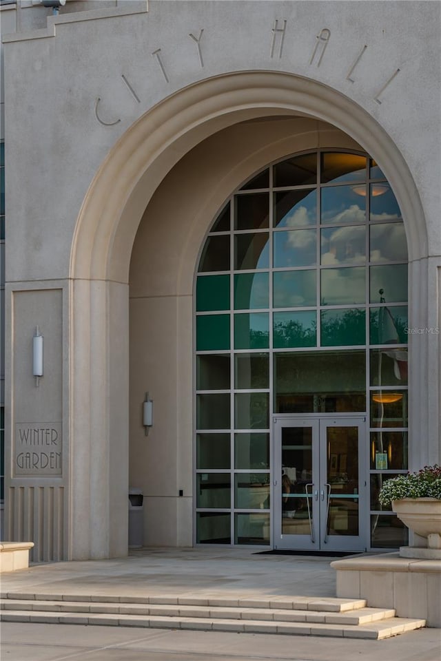 property entrance with french doors