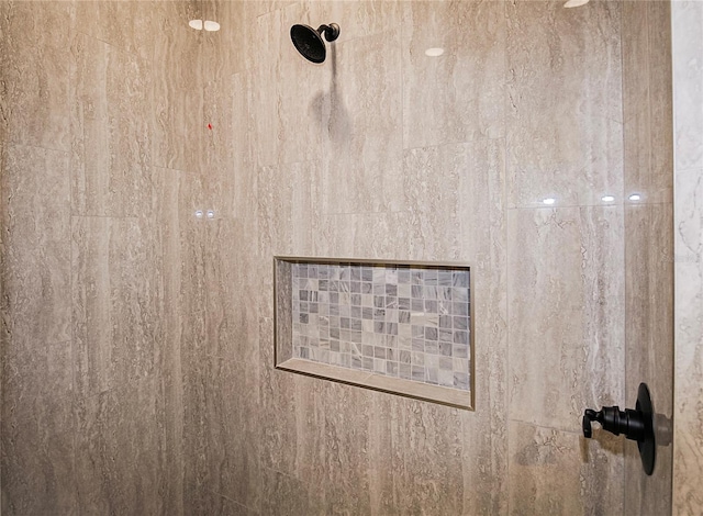 interior details featuring tiled shower