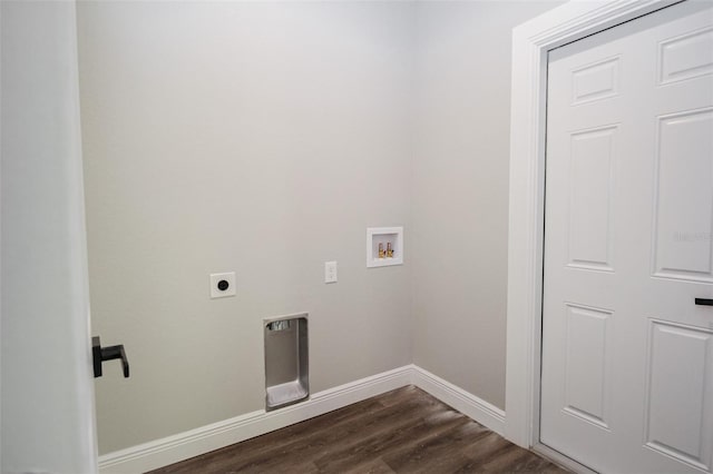 laundry area featuring dark hardwood / wood-style floors, washer hookup, and hookup for an electric dryer