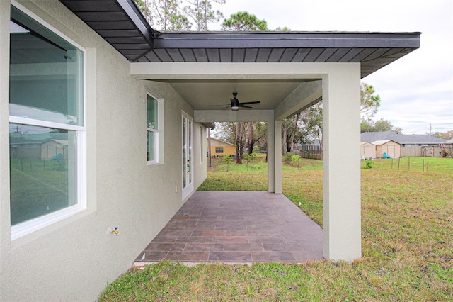 view of patio / terrace with ceiling fan