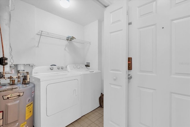 laundry area with water heater and independent washer and dryer