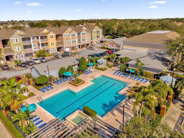 view of pool featuring a patio